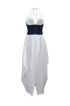 Slim Fit Denim Patchwork Deep V Slit Dress Lavish Daily