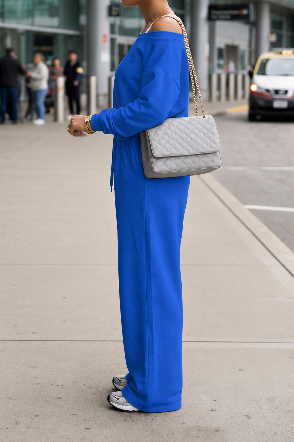 Off-Shoulder Sweatshirt & Wide-Leg Pants Set Lavish Daily