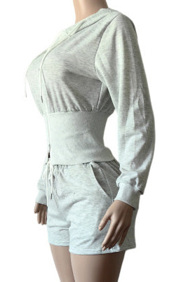 Cropped Zip Hoodie and Shorts Set Lavish Daily