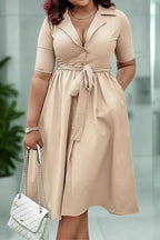 V Neck Suit Collar Office Lady Dress Lavish Daily