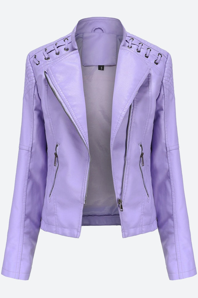 Women Classic Leather Jacket Lavish Daily