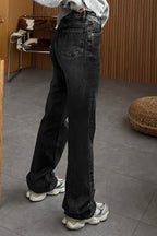 High Waist Washed Straight Leg Jeans Lavish Daily