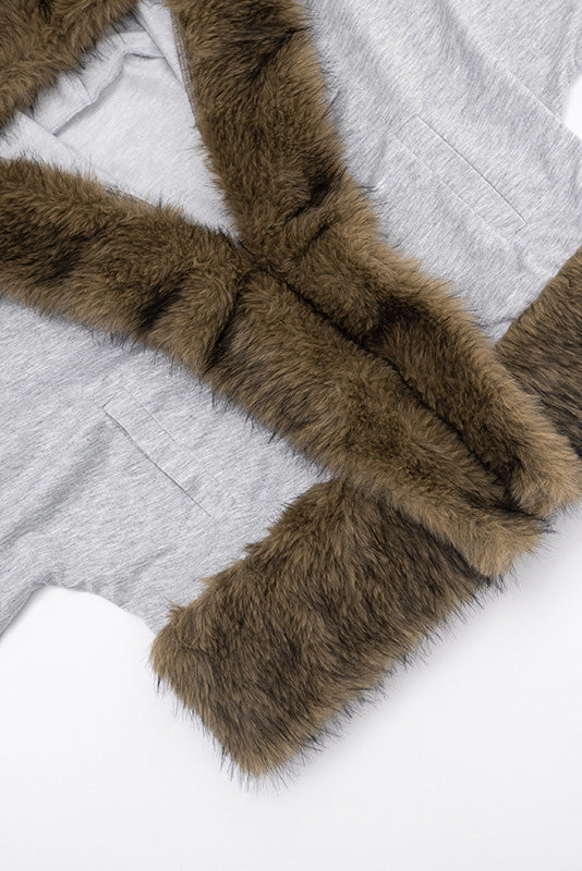 Sweatshirt with Fur Trim LavishDaily