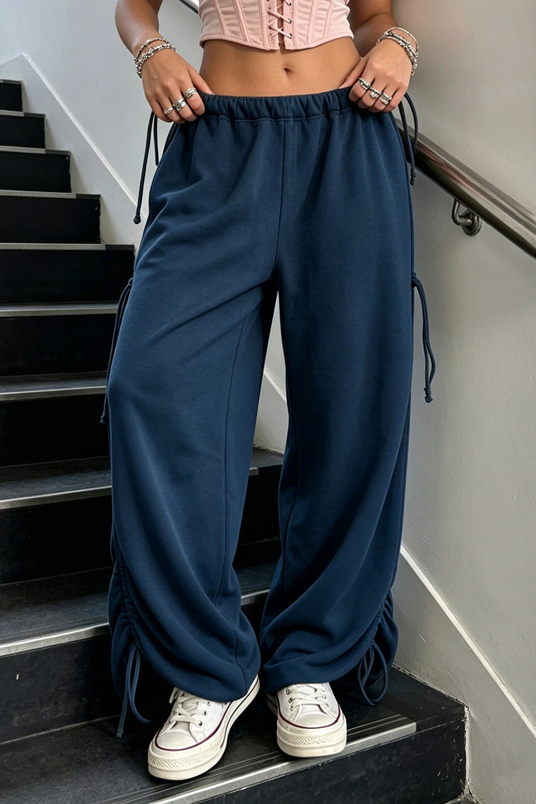 Adjustable Drawstring Baggy Parachute Pants Lavish Daily
