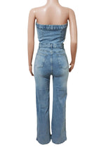 Strapless Slim Top Wide-Leg Denim Jumpsuit Lavish Daily