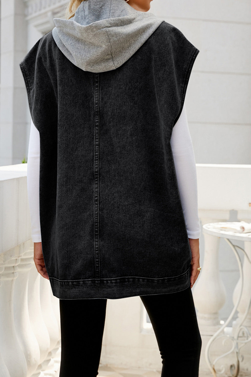 Vintage Denim Vest with Detachable Hood Lavish Daily