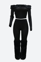 Feather Trim Glamour Set Lavish Daily