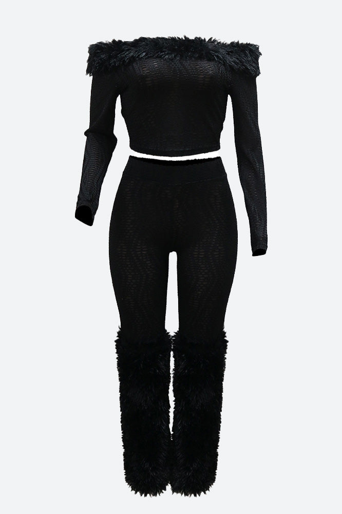 Feather Trim Glamour Set Lavish Daily