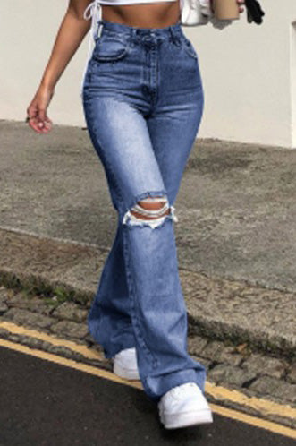 High Waist Cut Out Straight Jeans Lavish Daily