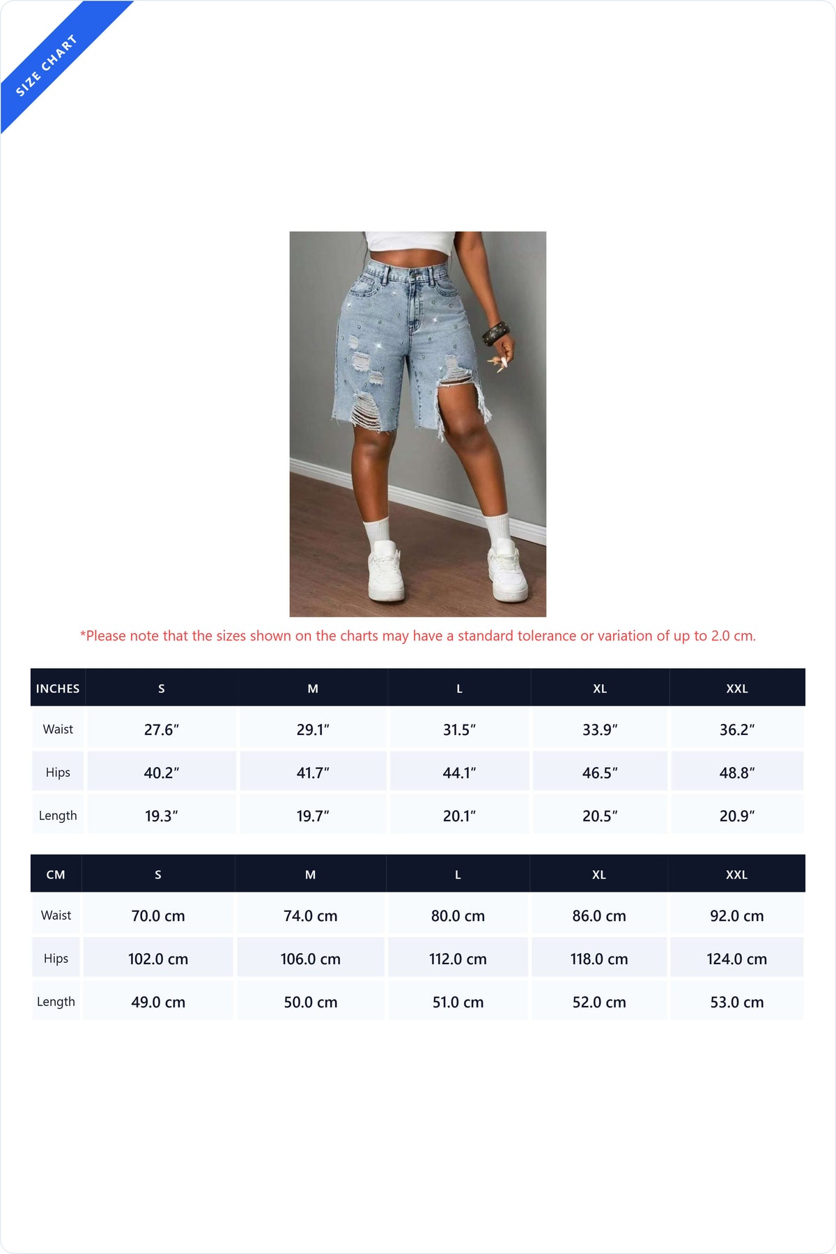 Rhinestone Distressed Denim Bermuda Shorts Lavish Daily