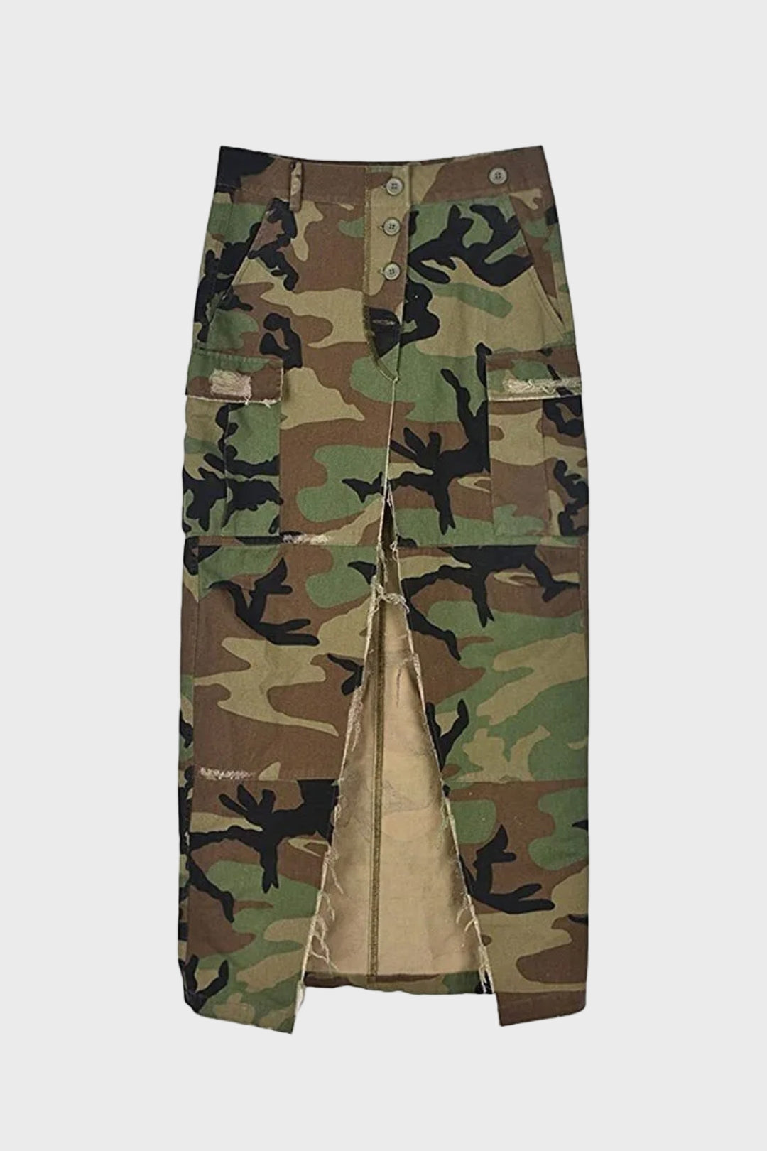 High Waist Camouflage Split Skirt Lavish Daily