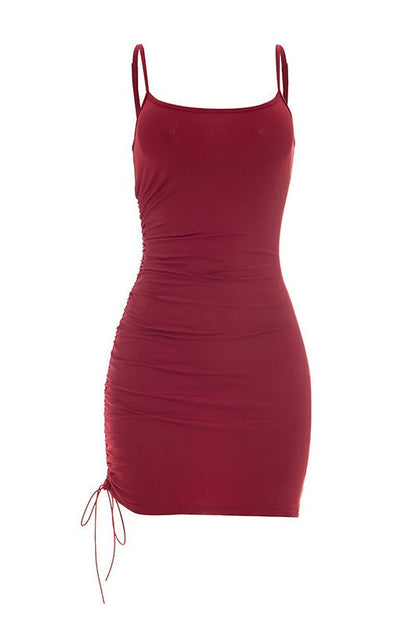 Ruched Drawstring Bodycon Mini Dress LavishDaily