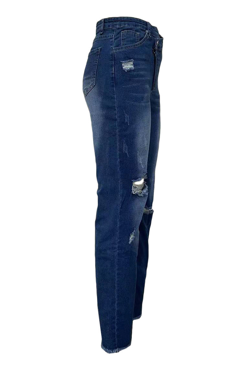 Distressed High Waist Jeans Lavish Daily