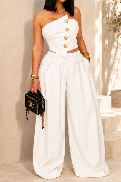 Asymmetrical Bandeau Pant Set Lavish Daily