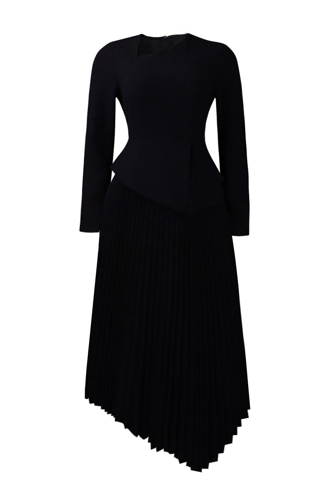 Asymmetric Hem Pleated Midi Dress Lavish Daily