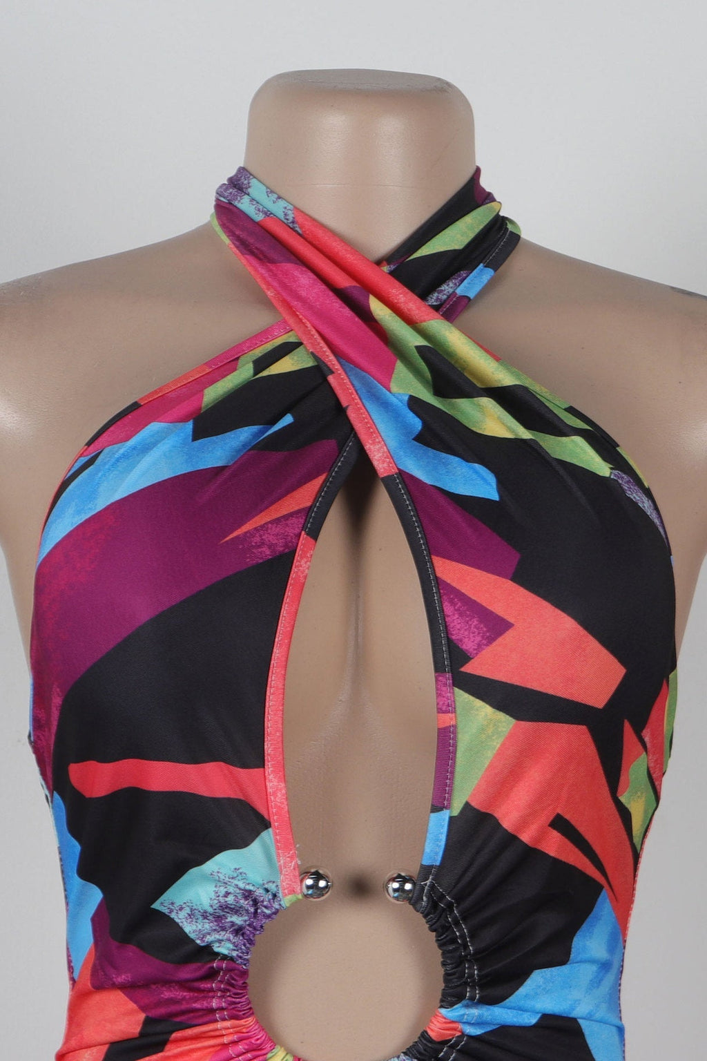 Printed Halter Hollow Out Jumpsuit Lavish Daily