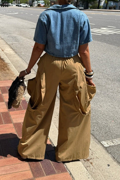 Cascading Ruffle Wide Leg Parachute Pants Lavish Daily