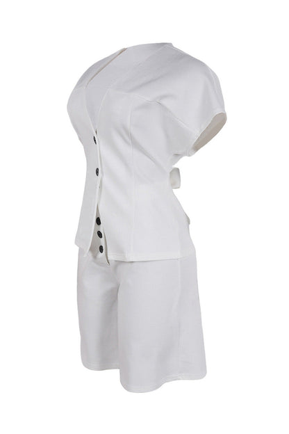 V-Neck Peplum Top & Wide Leg Culotte Set Lavish Daily
