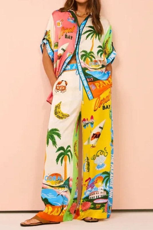 Printed Shirt and Pant Set Lavish Daily