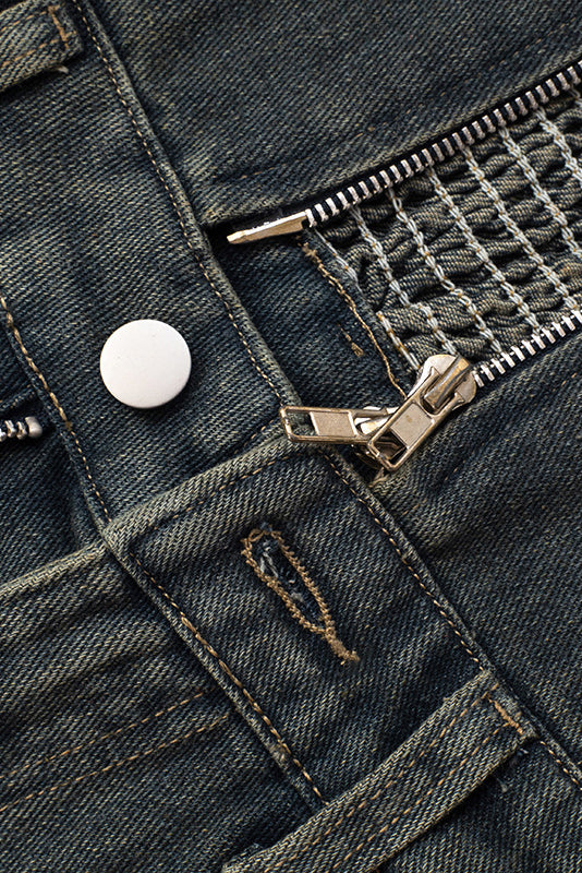 Sleeveless Denim Halter V Neck Backless Romper Lavish Daily