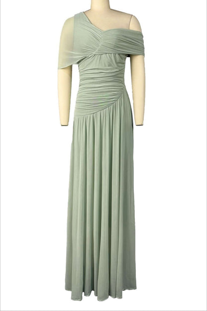 Asymmetrical Ruched Corset Maxi Dress Lavish Daily