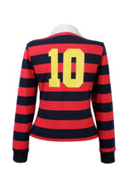 Striped Contrast Collared Polo Top LavishDaily