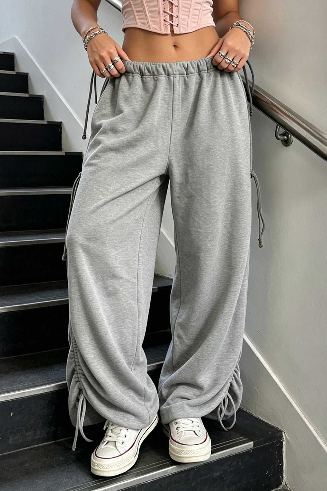 Adjustable Drawstring Baggy Parachute Pants Lavish Daily