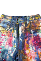 3D Print Denim Leather Wide-Leg Dopamine Pants Lavish Daily