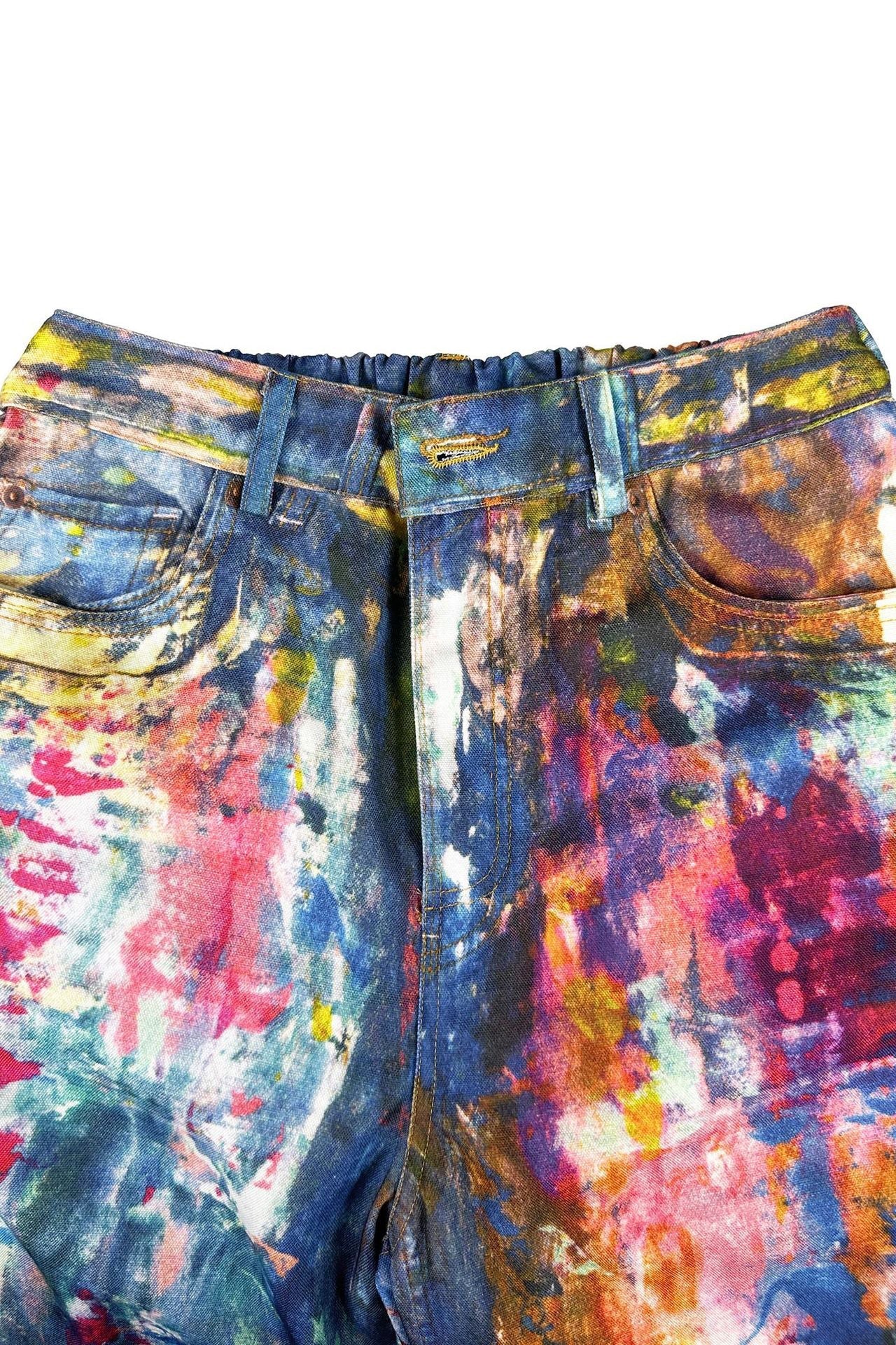 3D Print Denim Leather Wide-Leg Dopamine Pants Lavish Daily