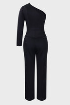 Long Sleeve A-Line Top Straight Leg Pants Matching Set Lavish Daily
