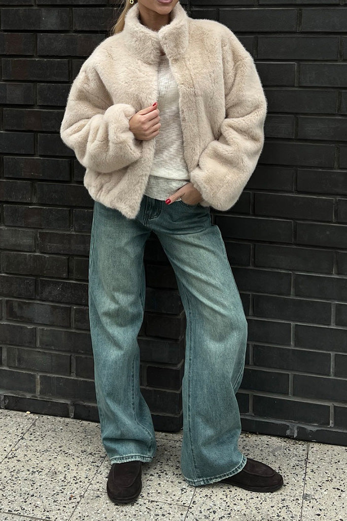 Faux Fur Zipper Crop Jacket Lavish Daily