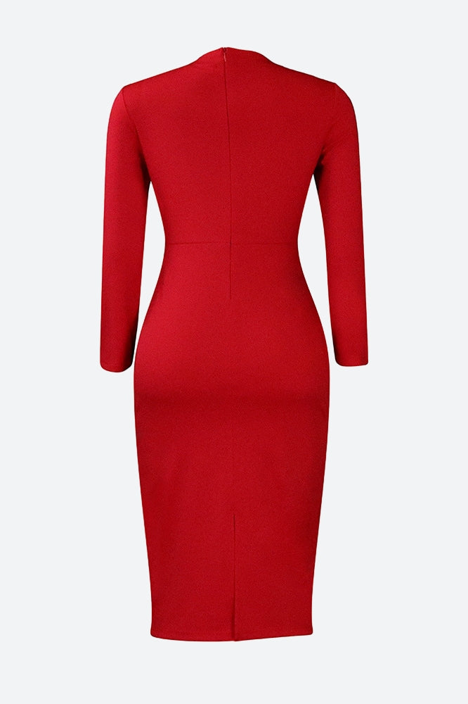 Bodycon Long Sleeve Midi Pencil Dress Lavish Daily