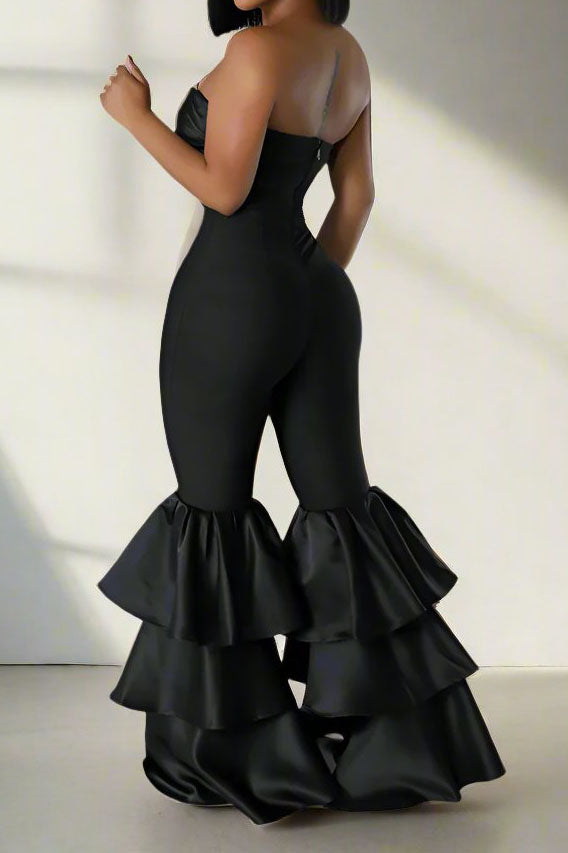 Ruffle Strapless Jumpsuit Lavish Daily