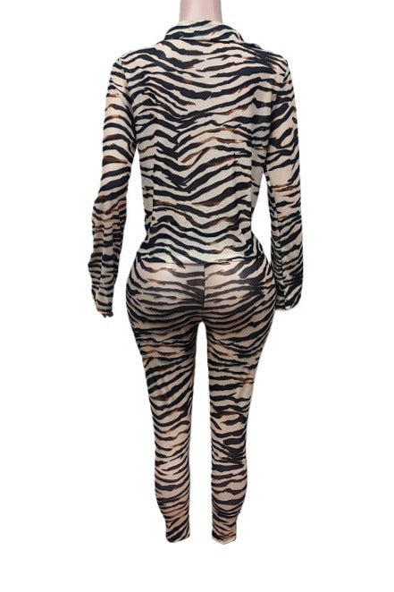 Animal Print Plunge Top & Pants Set LavishDaily
