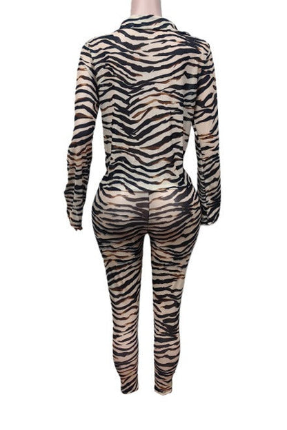 Animal Print Plunge Top & Pants Set LavishDaily