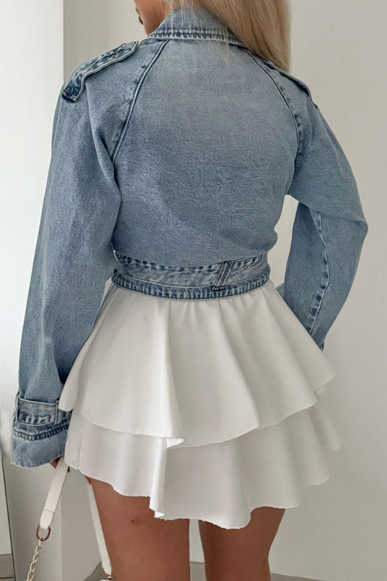Cropped Denim Trench Jacket Lavish Daily