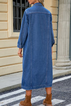 Blue Long Sleeve Denim Duster Jacket Lavish Daily