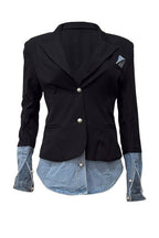 Patchwork Denim Blazer Lavish Daily