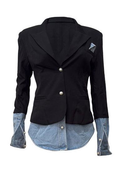 Patchwork Denim Blazer Lavish Daily
