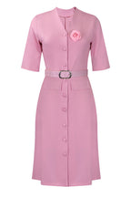 V-Neck Button Front Solid Color Midi Dress Lavish Daily