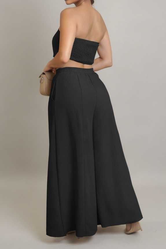 Stretch Tube Top Vest and Wide Leg Pants Set Lavish Daily