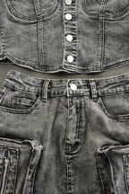 Denim Cargo Skirt Set Lavish Daily