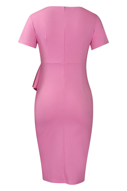 Solid Color Hip Ruffled High-Waisted Dress Lavish Daily