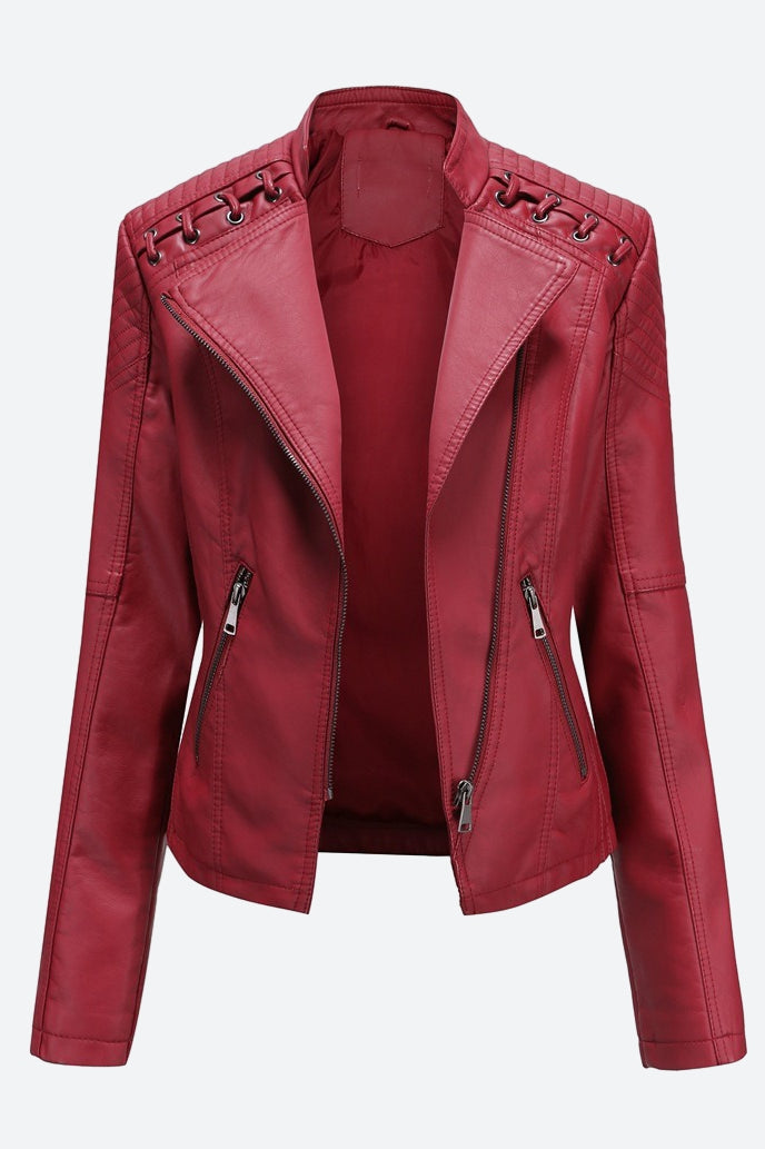Women Classic Leather Jacket Lavish Daily