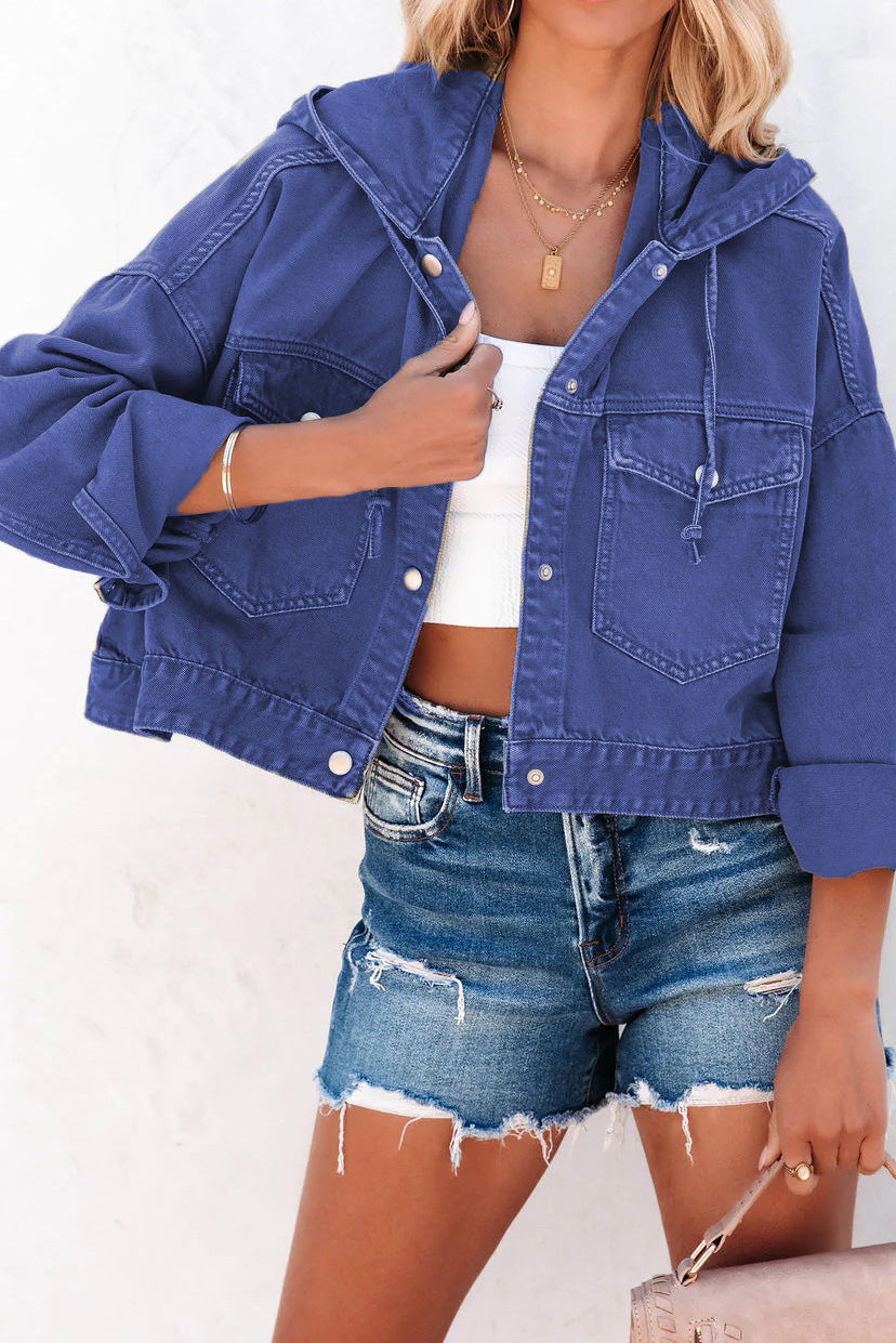 Loose Fit Hooded Denim Jacket Lavish Daily