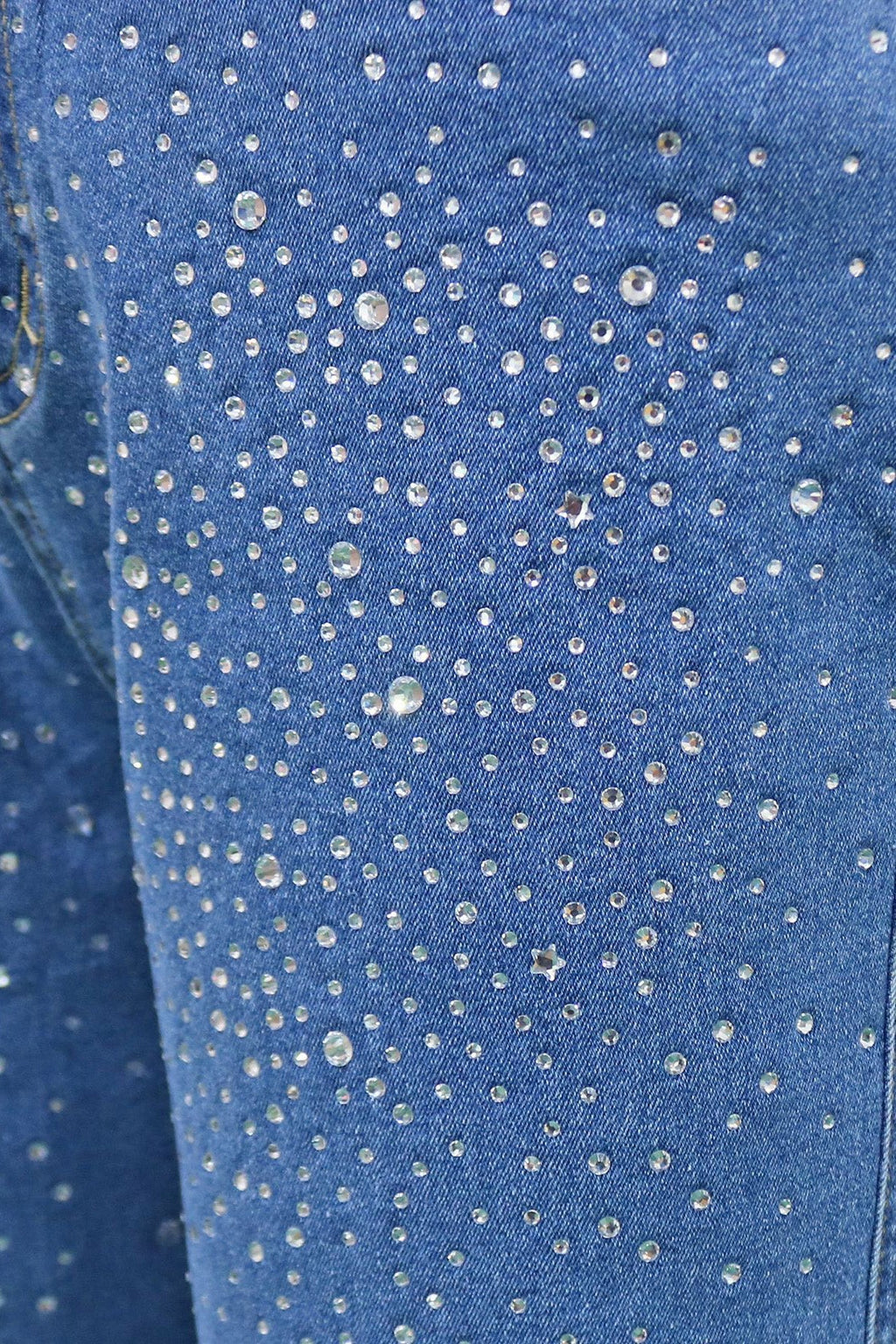 Blue Rhinestones Jeans Lavish Daily