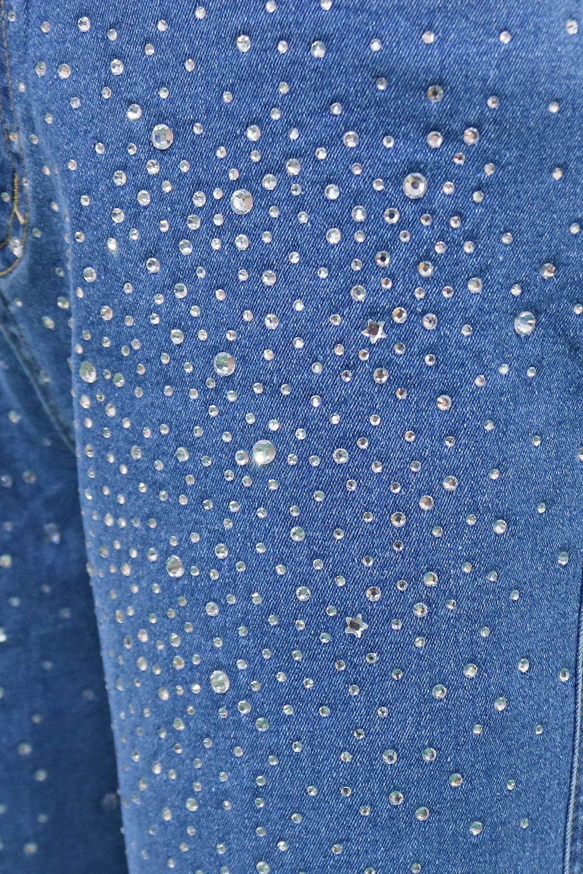 Blue Rhinestones Jeans Lavish Daily