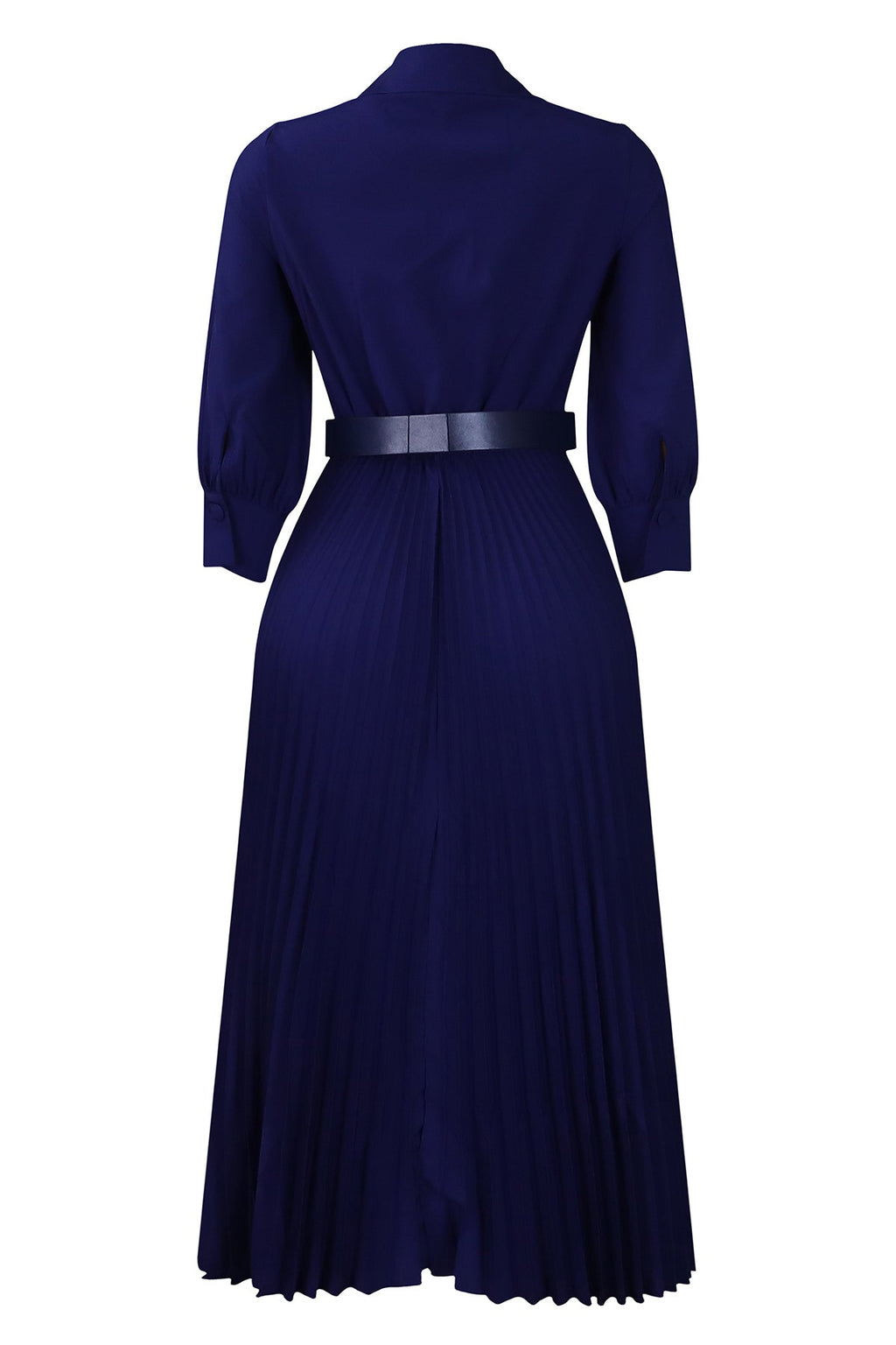 Solid Color Cinched Waist Pleated Long Dress Lavish Daily