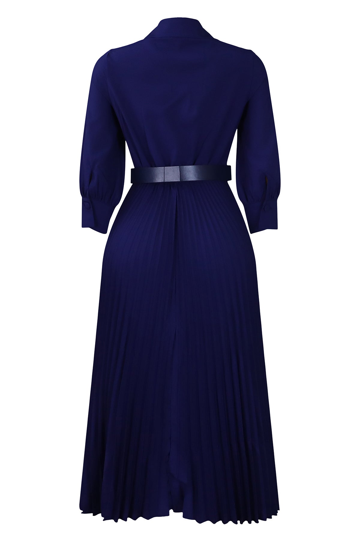 Solid Color Cinched Waist Pleated Long Dress Lavish Daily