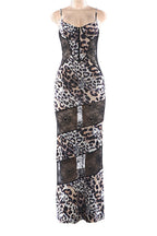 Leopard Print Lace Patchwork Cami Maxi Dress Lavish Daily